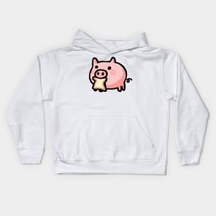 Cute Piggy Cartoon Eating Bread Kids Hoodie